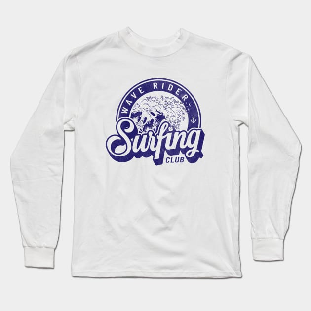 Wave Rider Surfing Club Long Sleeve T-Shirt by PowelCastStudio